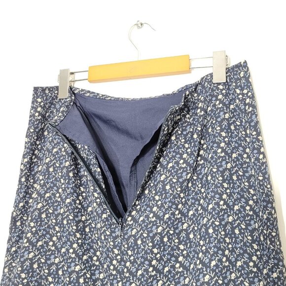 Retro 90's Floral Blue Skirt Lined Y2K Floral Midi Skirt Straight Classic - Picture 4 of 8